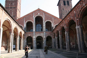 The Basilica of St. Ambrogio the example of Romanesque architecture in Milan